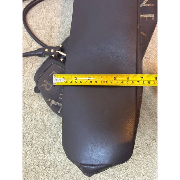 Etienne Aigner Signature Canvas Leather Edge Tote Shoulder Bag Chocolate Brown - Picture 15 of 16